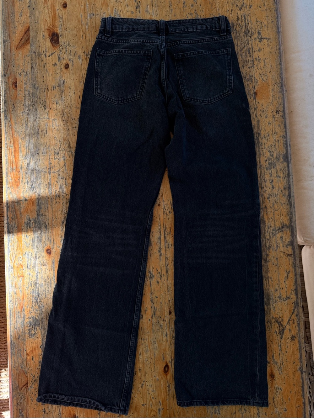 Zara relaxed wide leg jeans in washed black